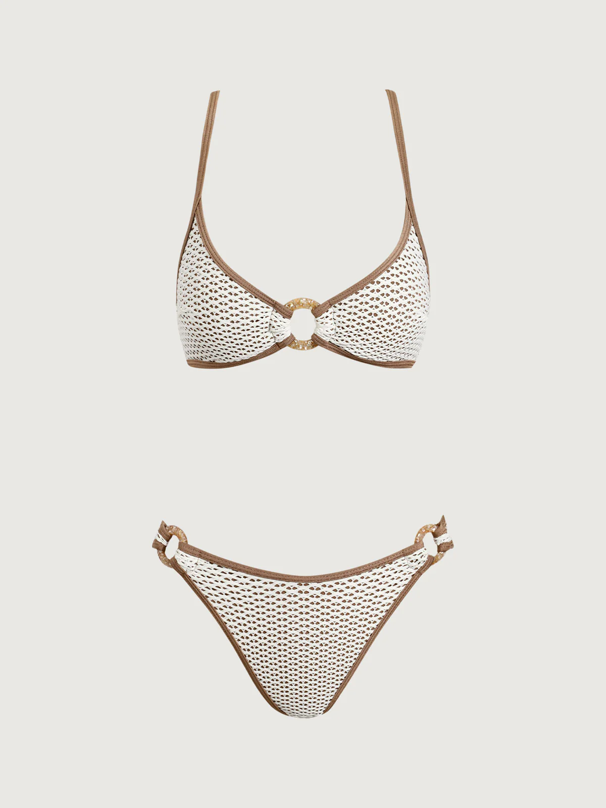 Brown Contrast O-Ring Bikini Set - Image 6