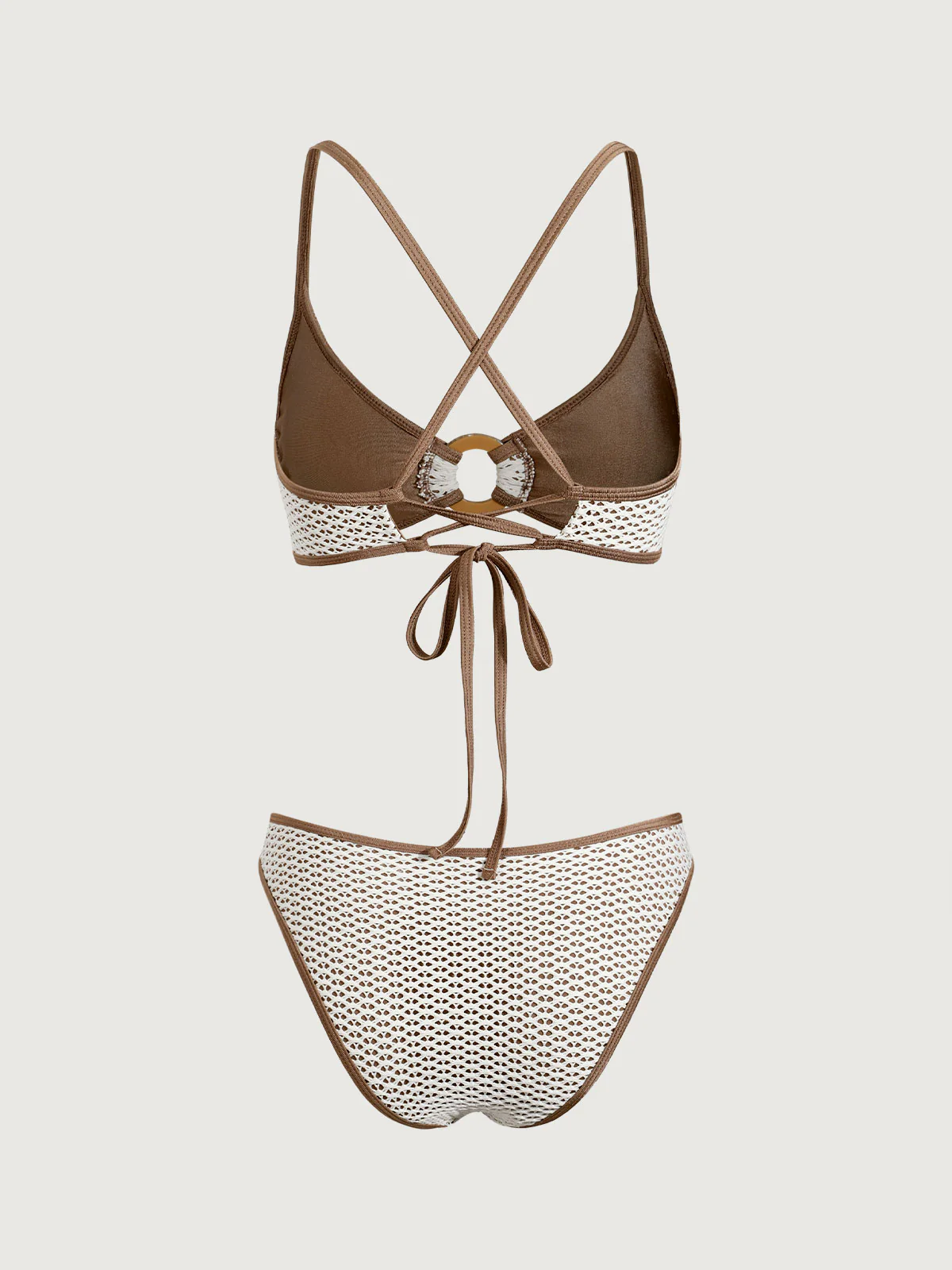 Brown Contrast O-Ring Bikini Set - Image 7