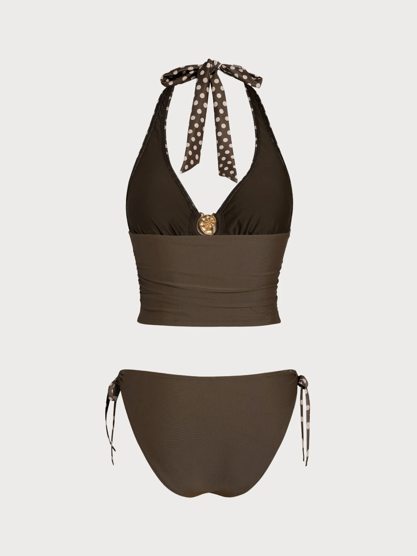 Brown Polka Dot Shell Tankini Set - Image 7