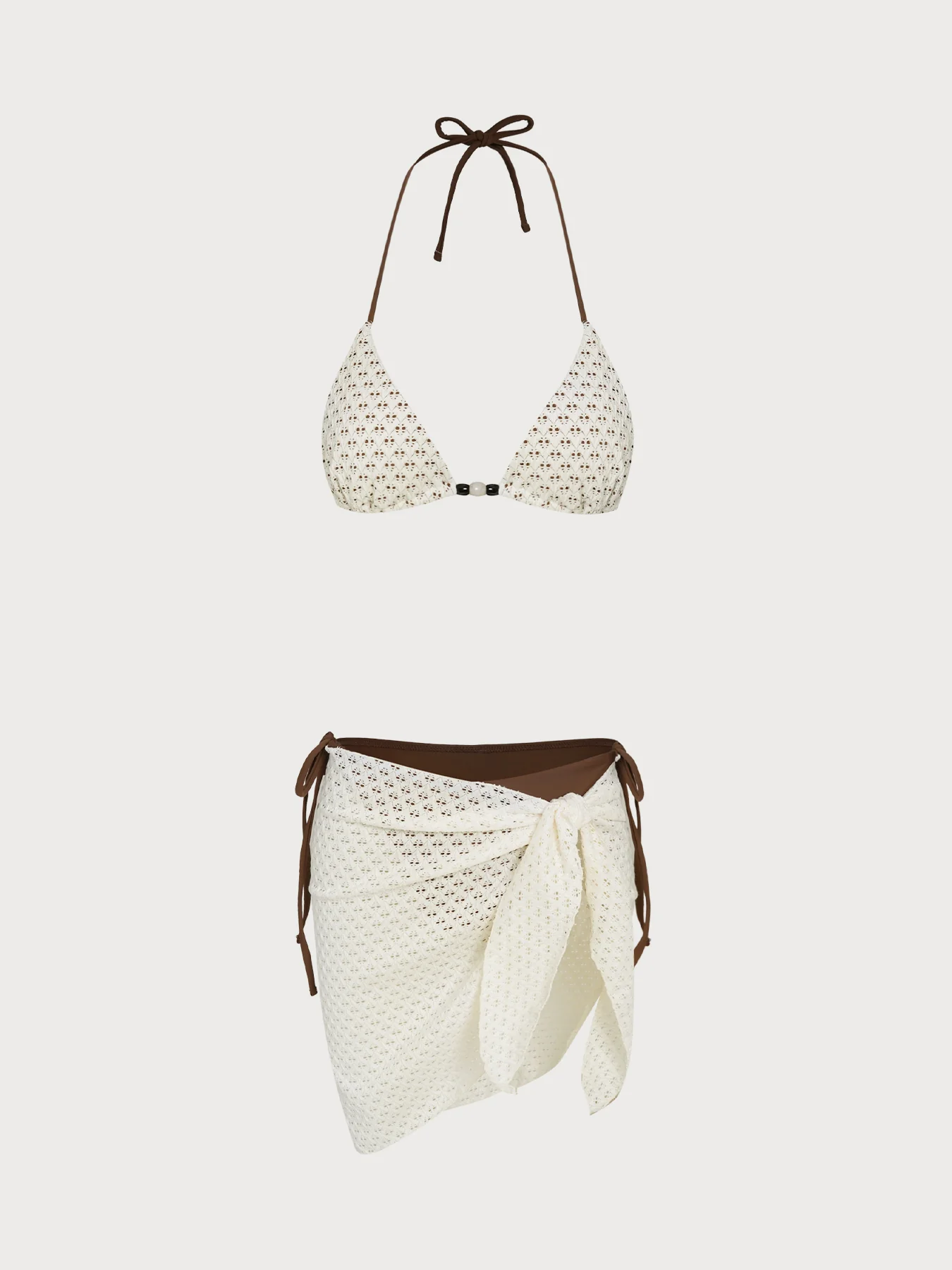 Coffee Cut Out Bikini Three-Piece Set - Image 12