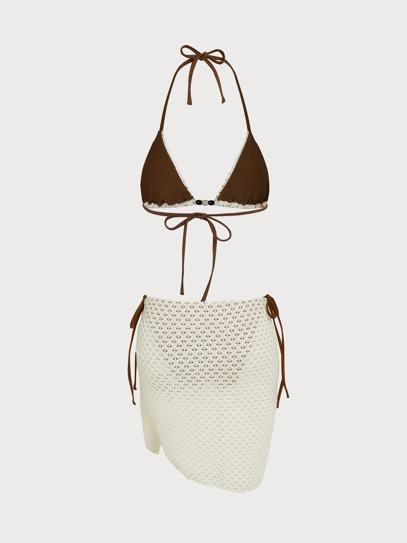 Coffee Cut Out Bikini Three-Piece Set - Image 13
