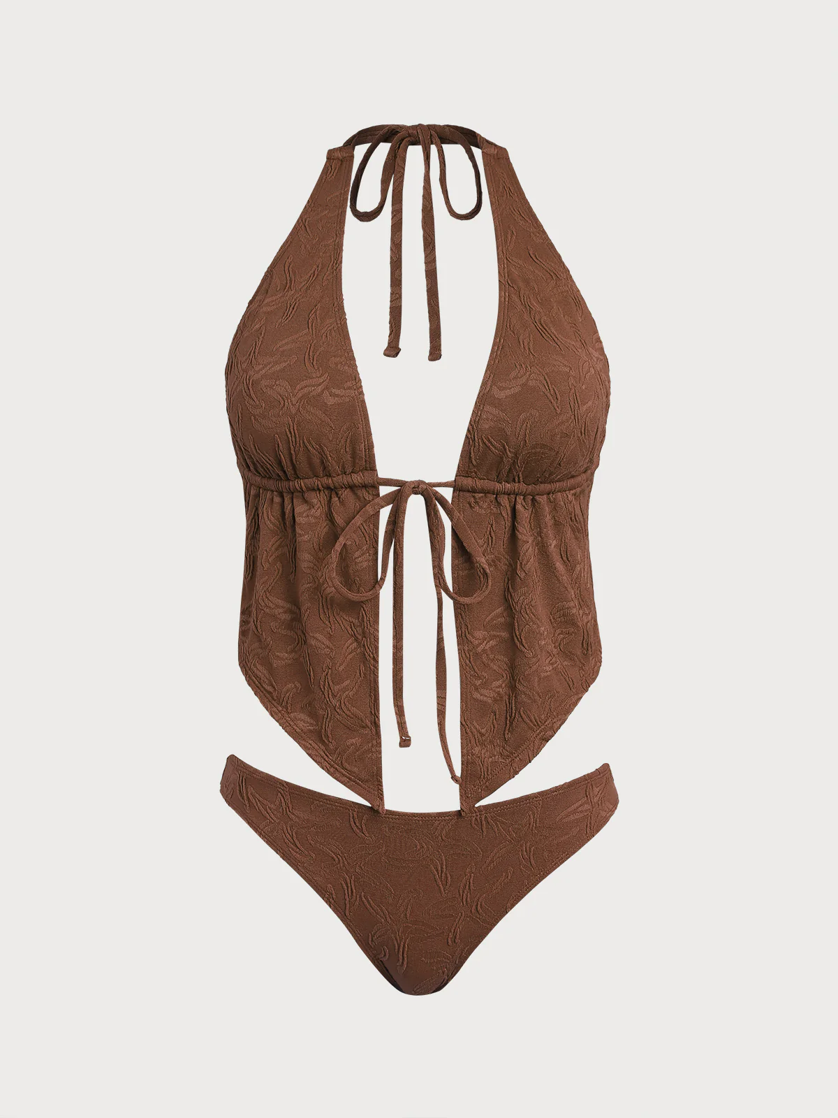 Coffee Geometric Tankini Three-Piece Set - Image 10