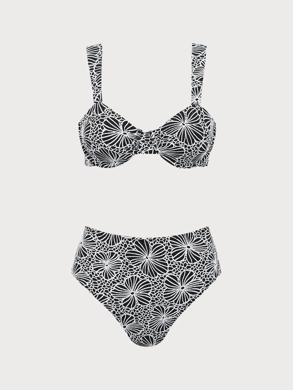 Contrast Flower Underwire Bikini Set - Image 7