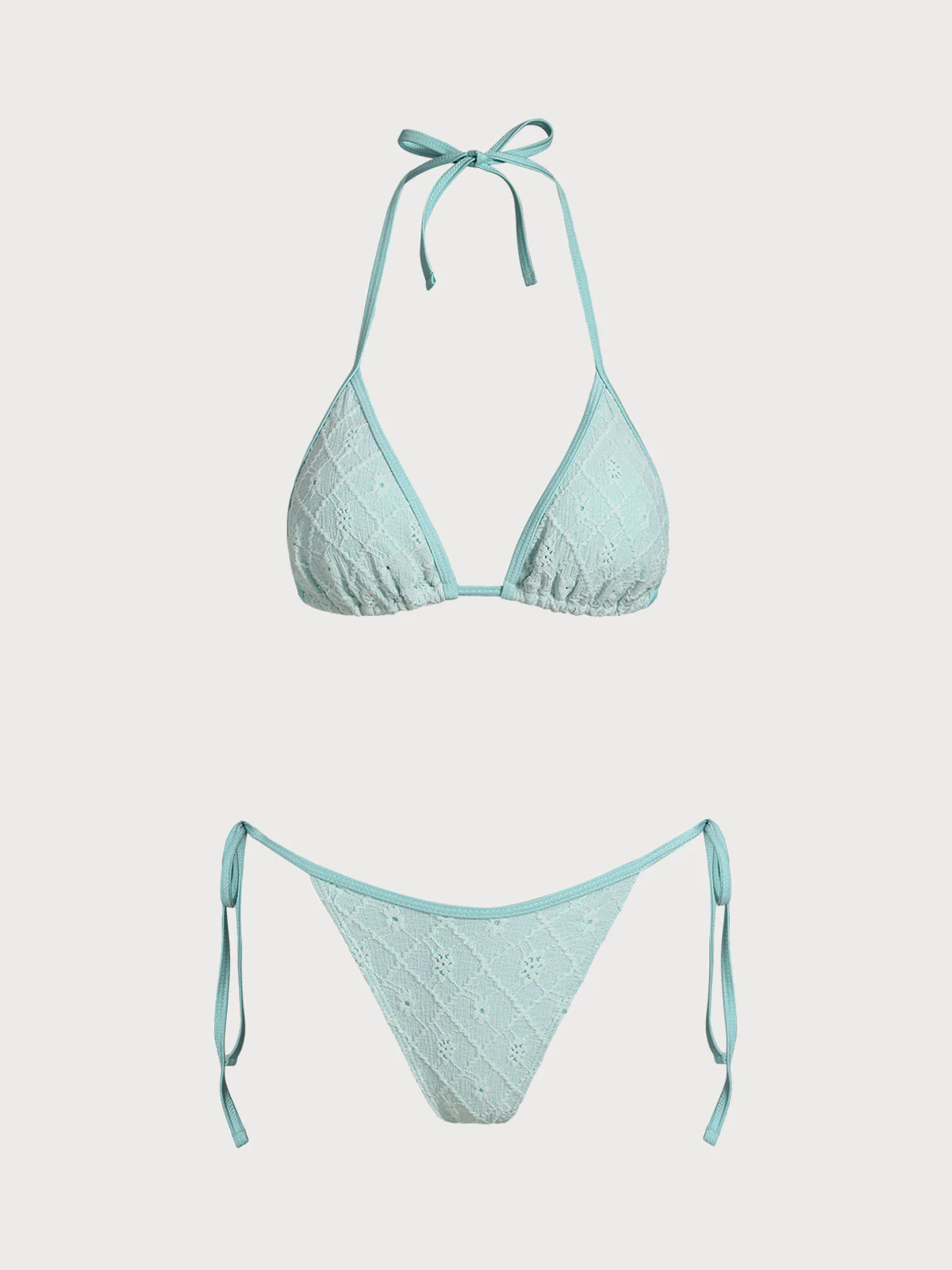 Cyan Woven Jacquard Bikini Set - Image 6