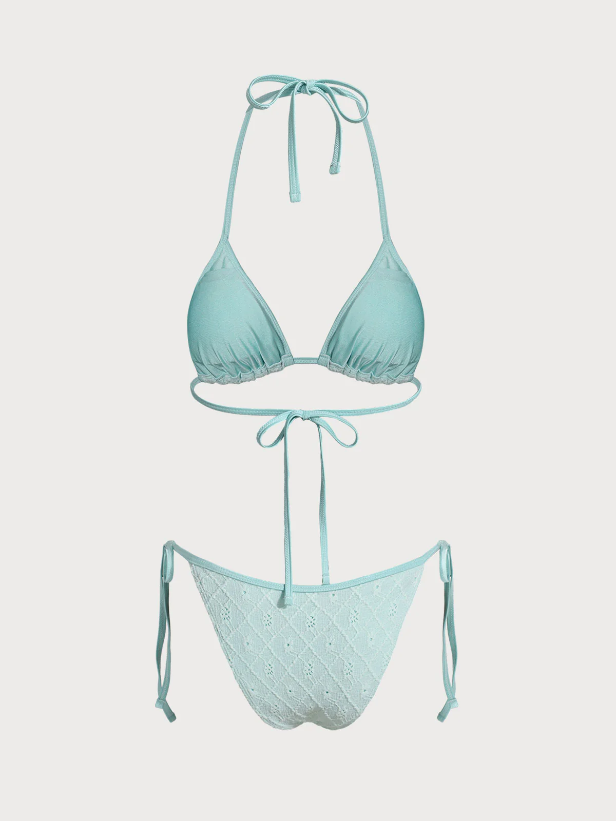 Cyan Woven Jacquard Bikini Set - Image 7