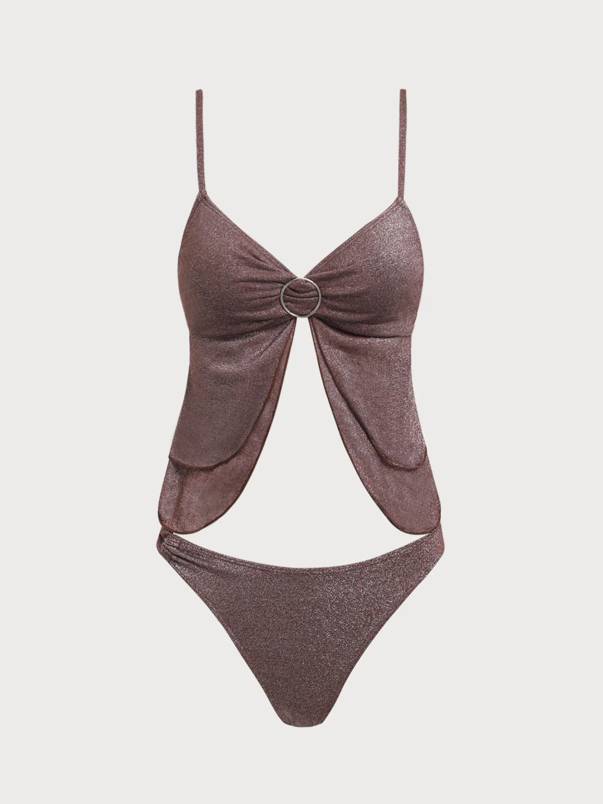 Dark Coffee Hoop Lurex Tankini Set - Image 6
