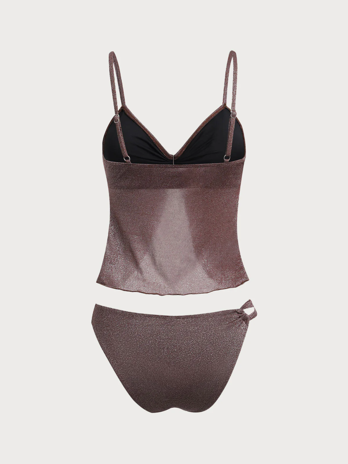 Dark Coffee Hoop Lurex Tankini Set - Image 7