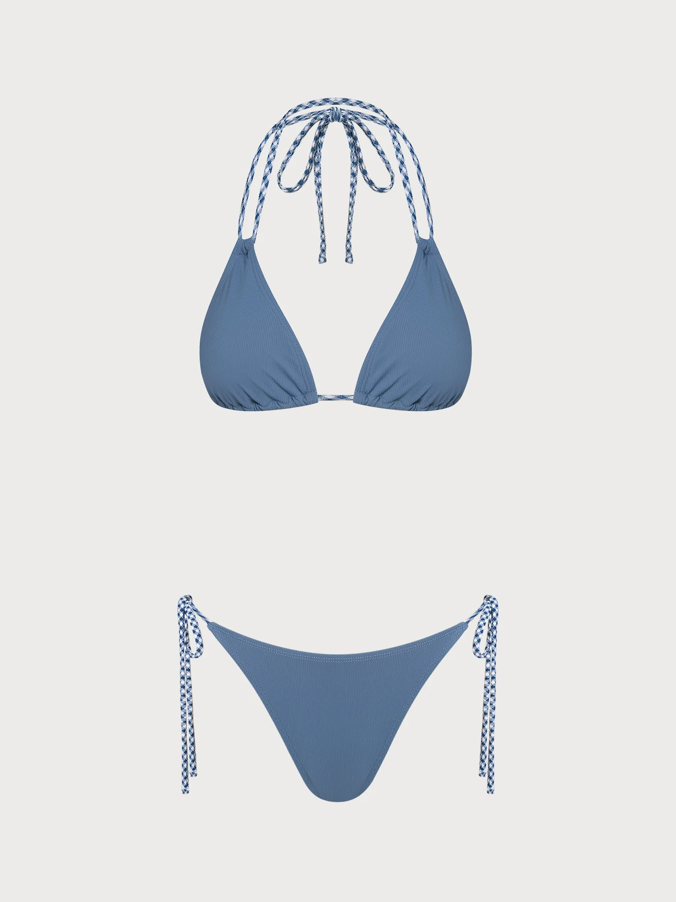Dusty Blue Contrast Tie Bikini Set - Image 7