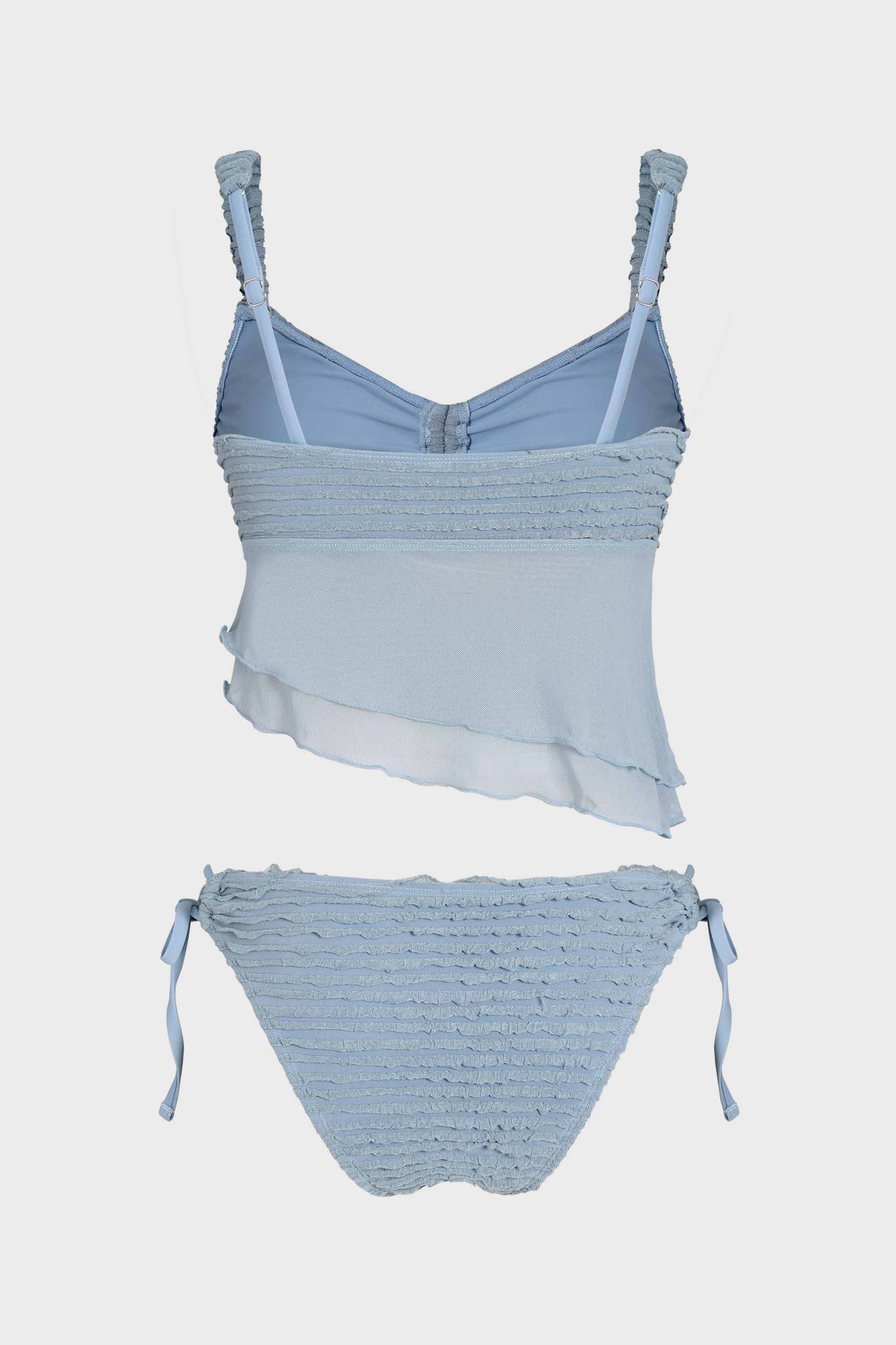 Dusty Blue Ruched Sheer Tankini Set - Image 8