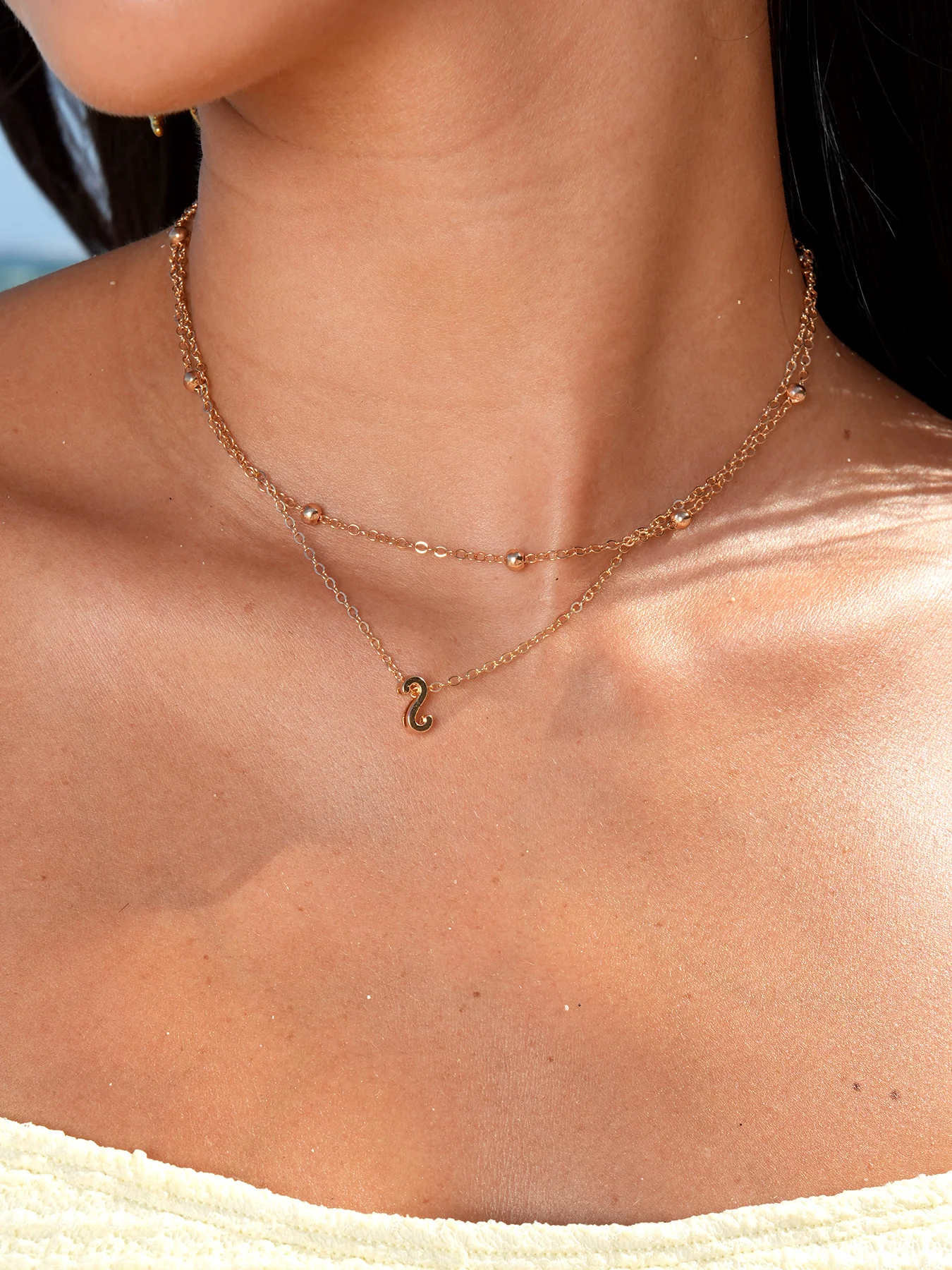 Gold Letter Pendant Necklace - Image 2