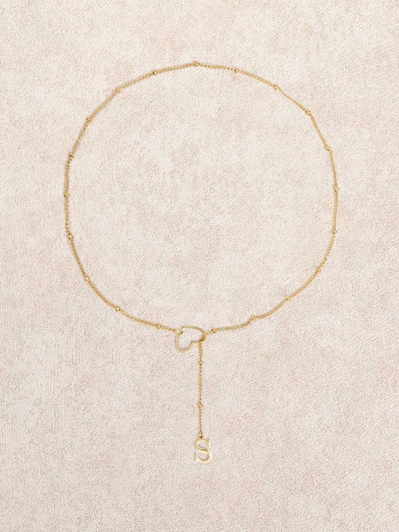 Gold Metal Heart Letter Pendant Necklace