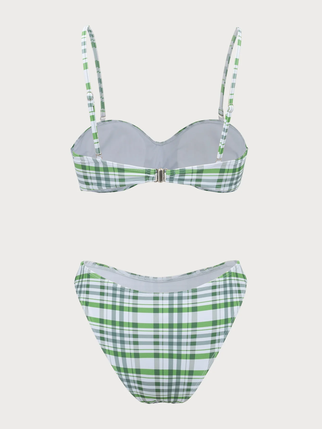 Greeb Plaid Ruched Bikini Set - Image 7