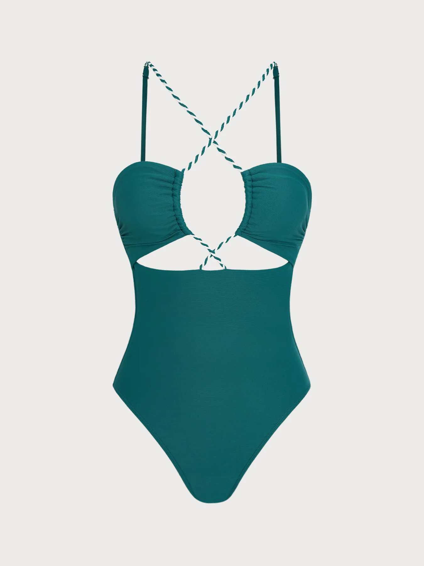 Green Contrast Strap One-Piece Swimsuit - Image 6
