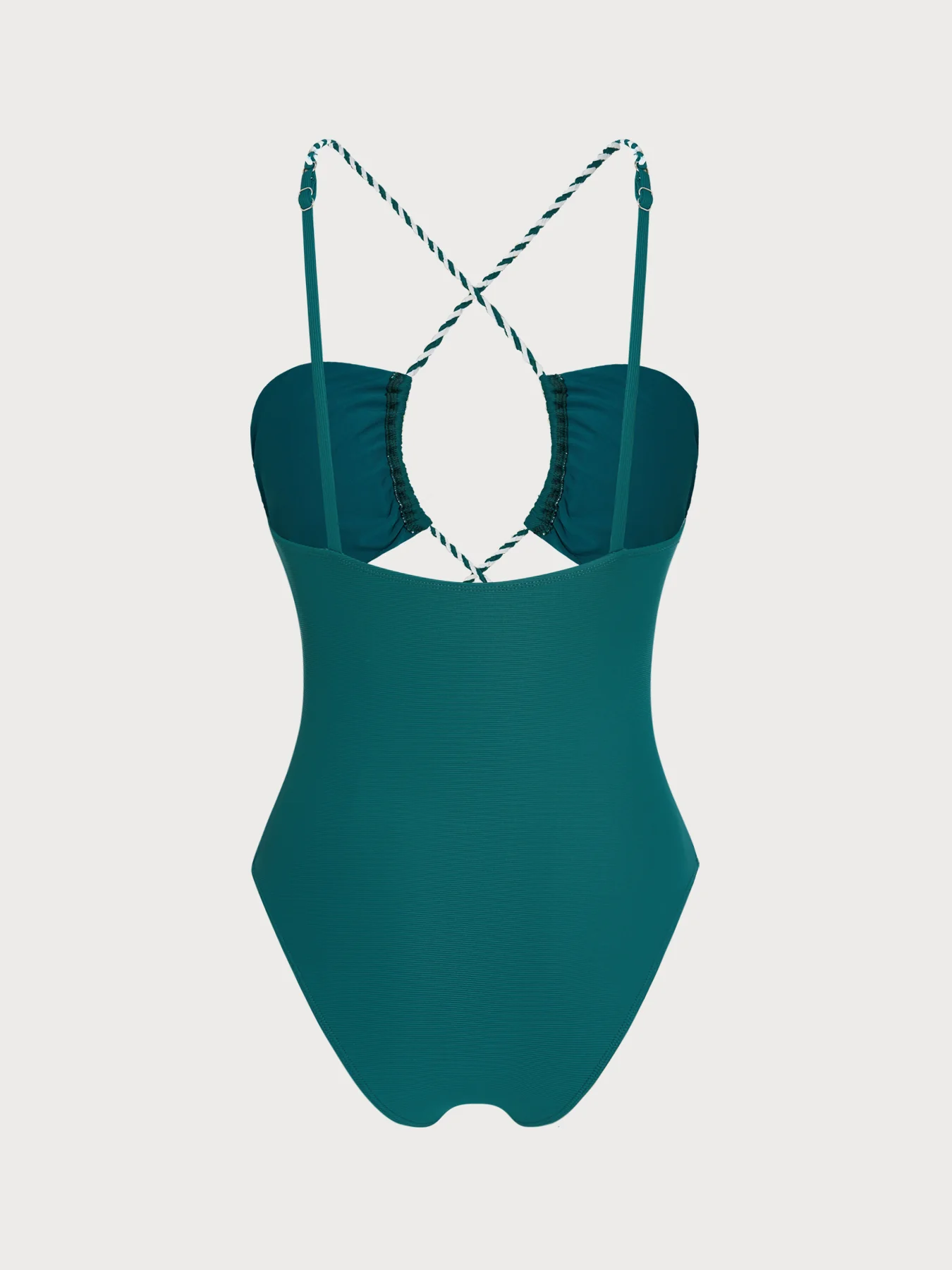 Green Contrast Strap One-Piece Swimsuit - Image 7