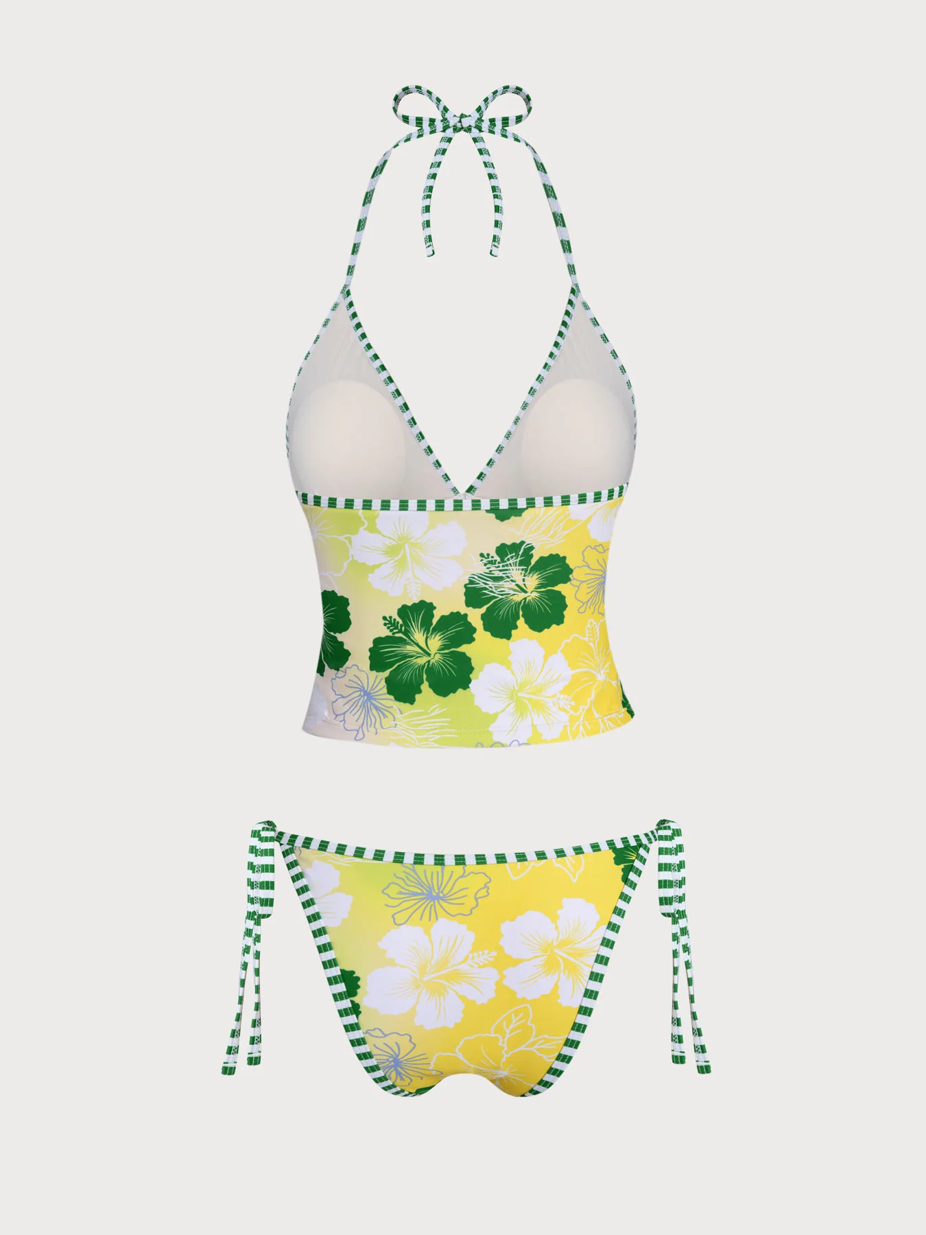 Green Floral Printed Halter Tankini Set - Image 8