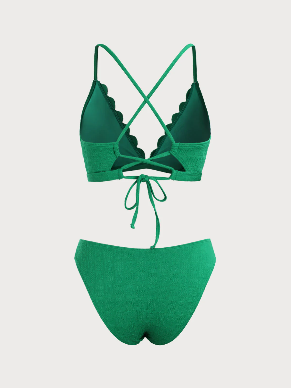 Green Floral Wave Edge Bikini Set - Image 2
