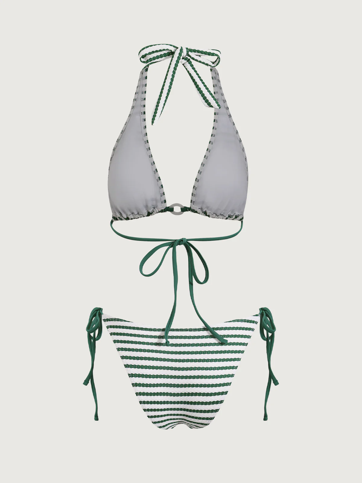 Green Jacquard Halter Bikini Set - Image 5
