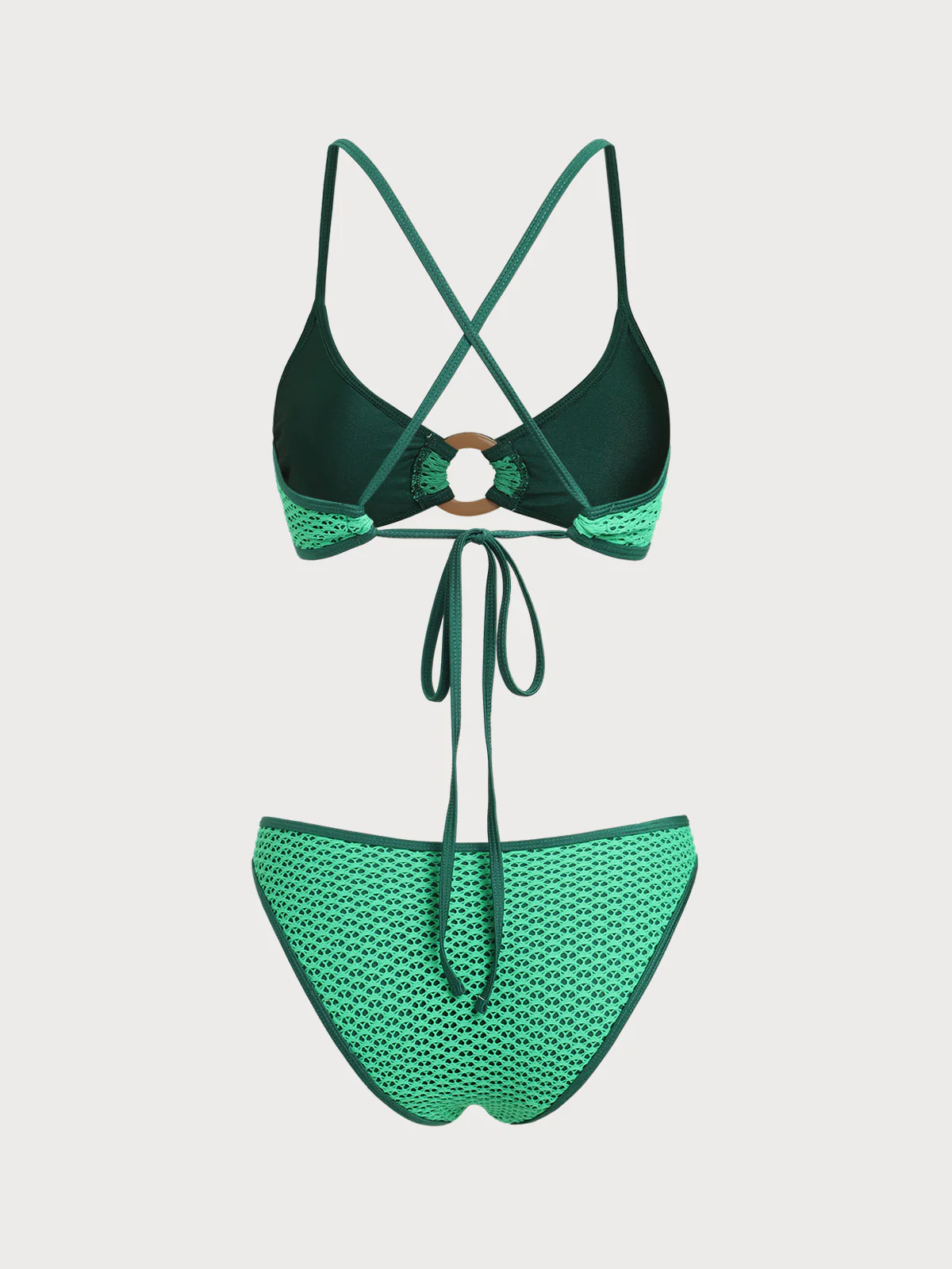 Green Mesh Ring Cutout Bikini Set - Image 3