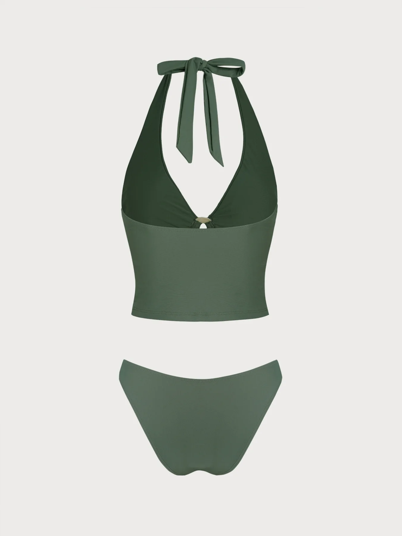 Green O-Ring Ruched Tankini Set - Image 7