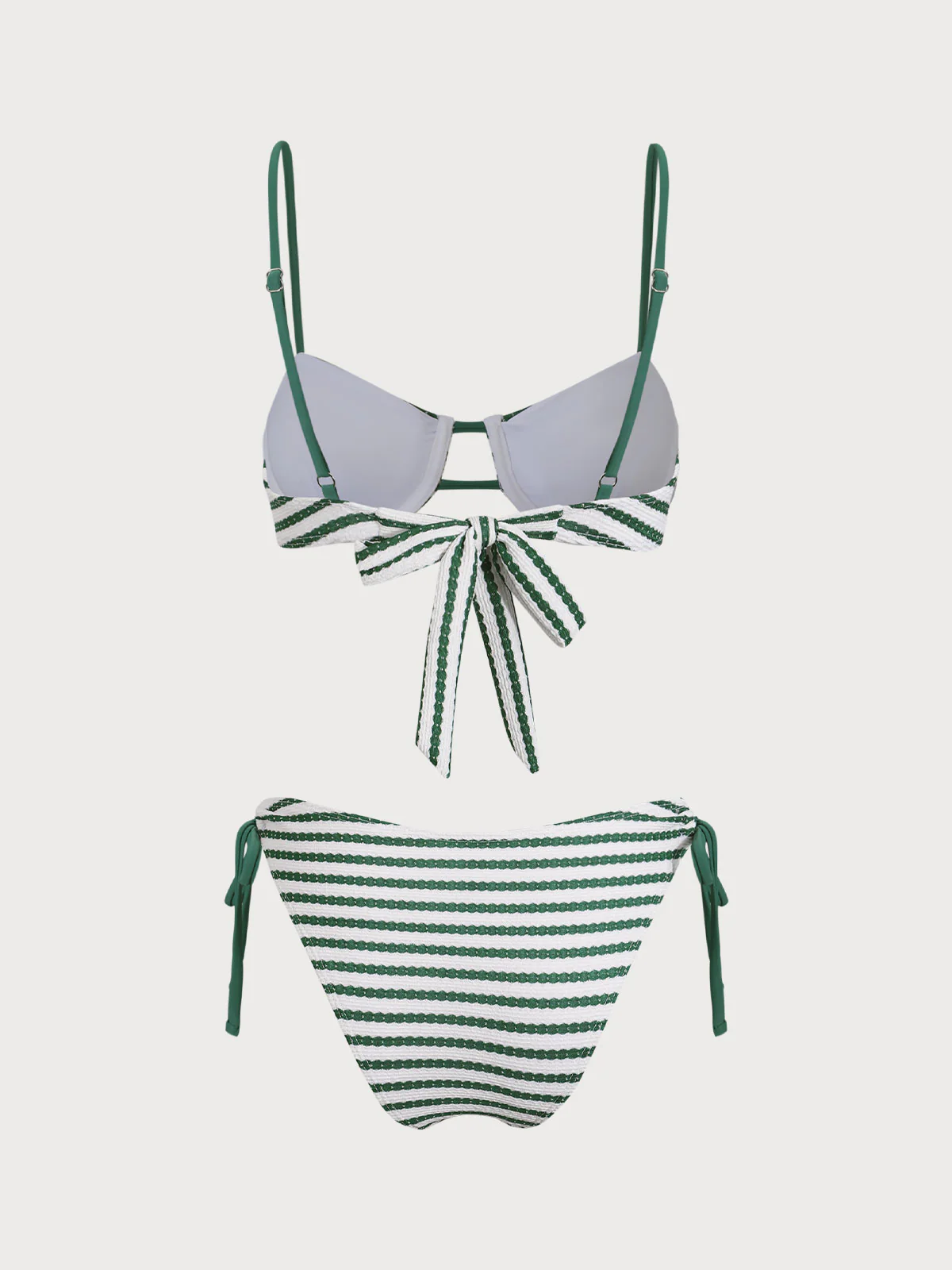 Green Striped Underwire Bikini Set - Image 7