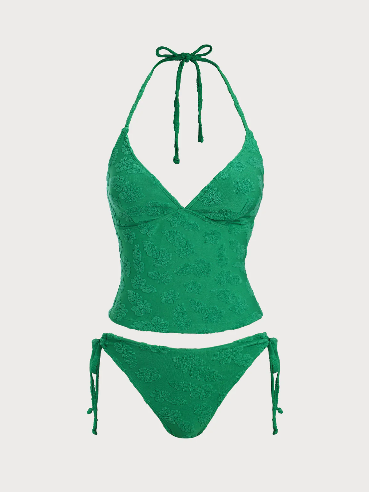 Green Tropical Floral Terry Tankini Set - Image 5