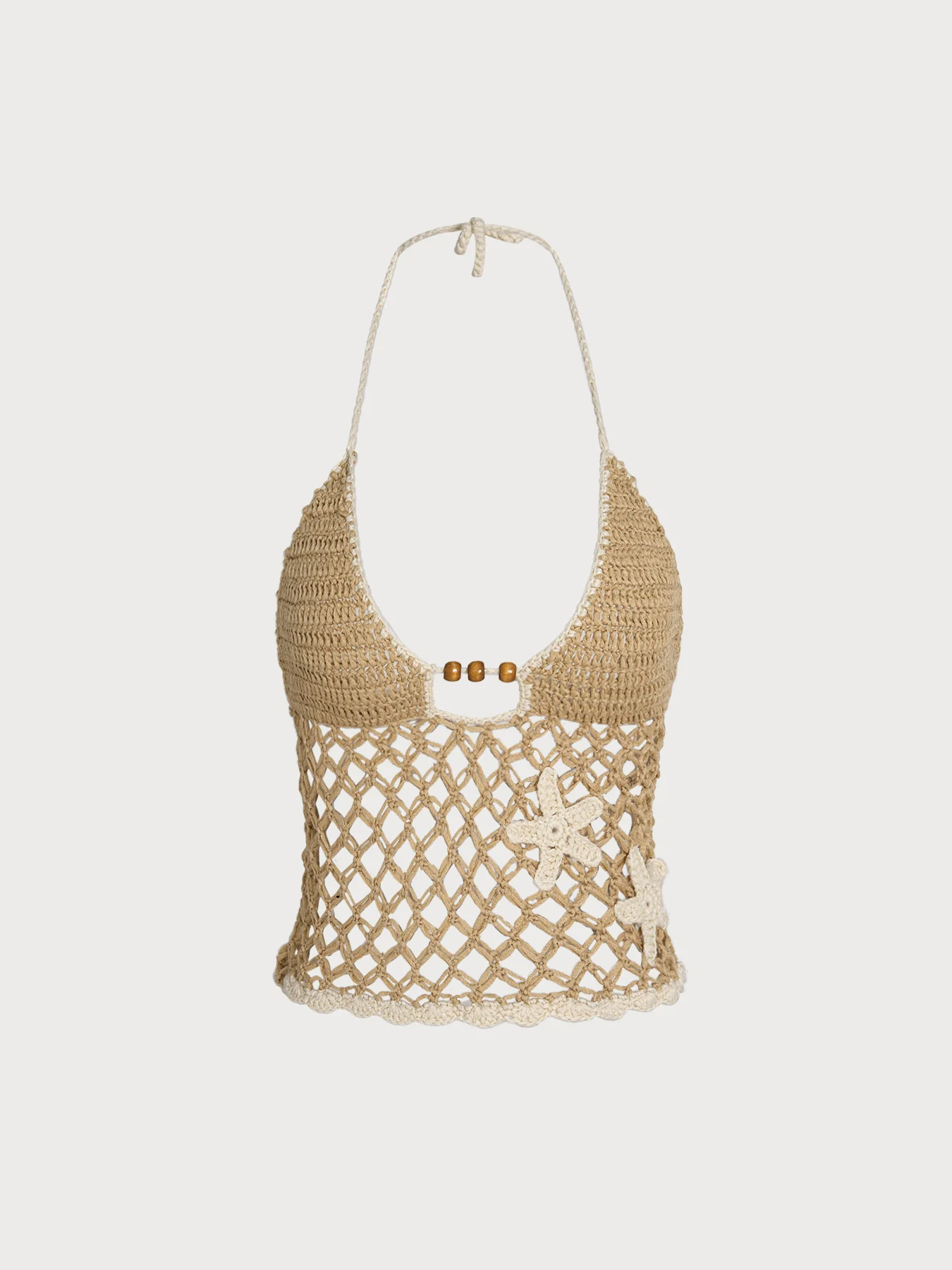 Khaki Beaded Acrylic Bohemian Beach Cover-up - Image 7
