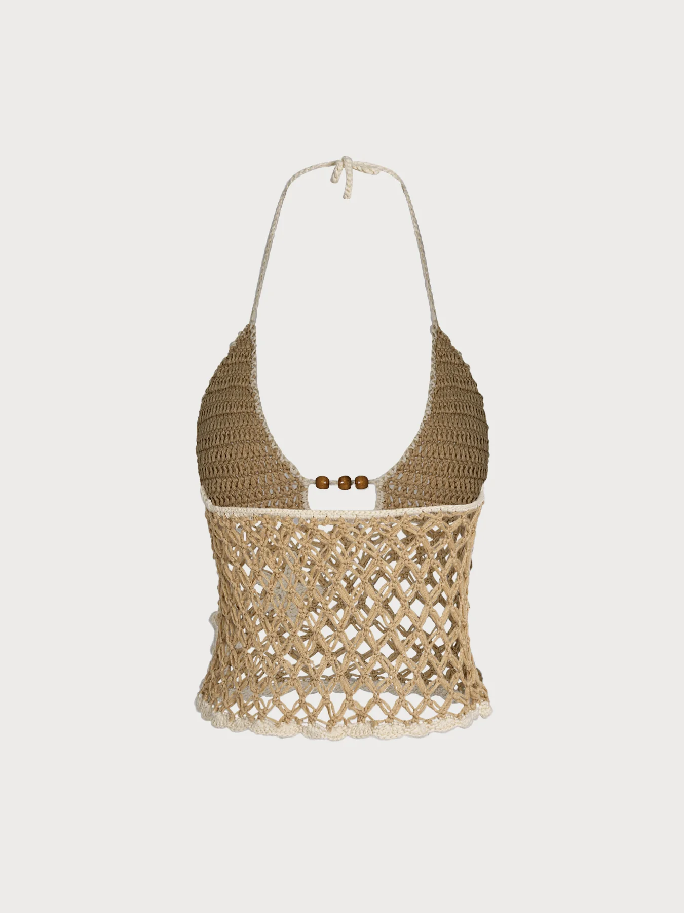 Khaki Beaded Acrylic Bohemian Beach Cover-up - Image 8