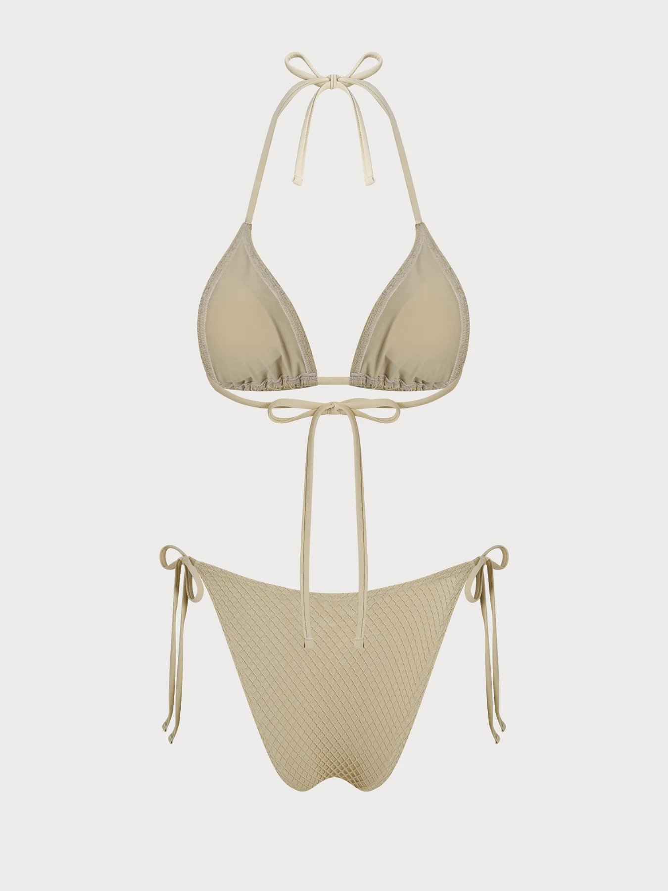 Khaki Plaid Contrast Starfish Bikini Three-Piece Set - Image 12