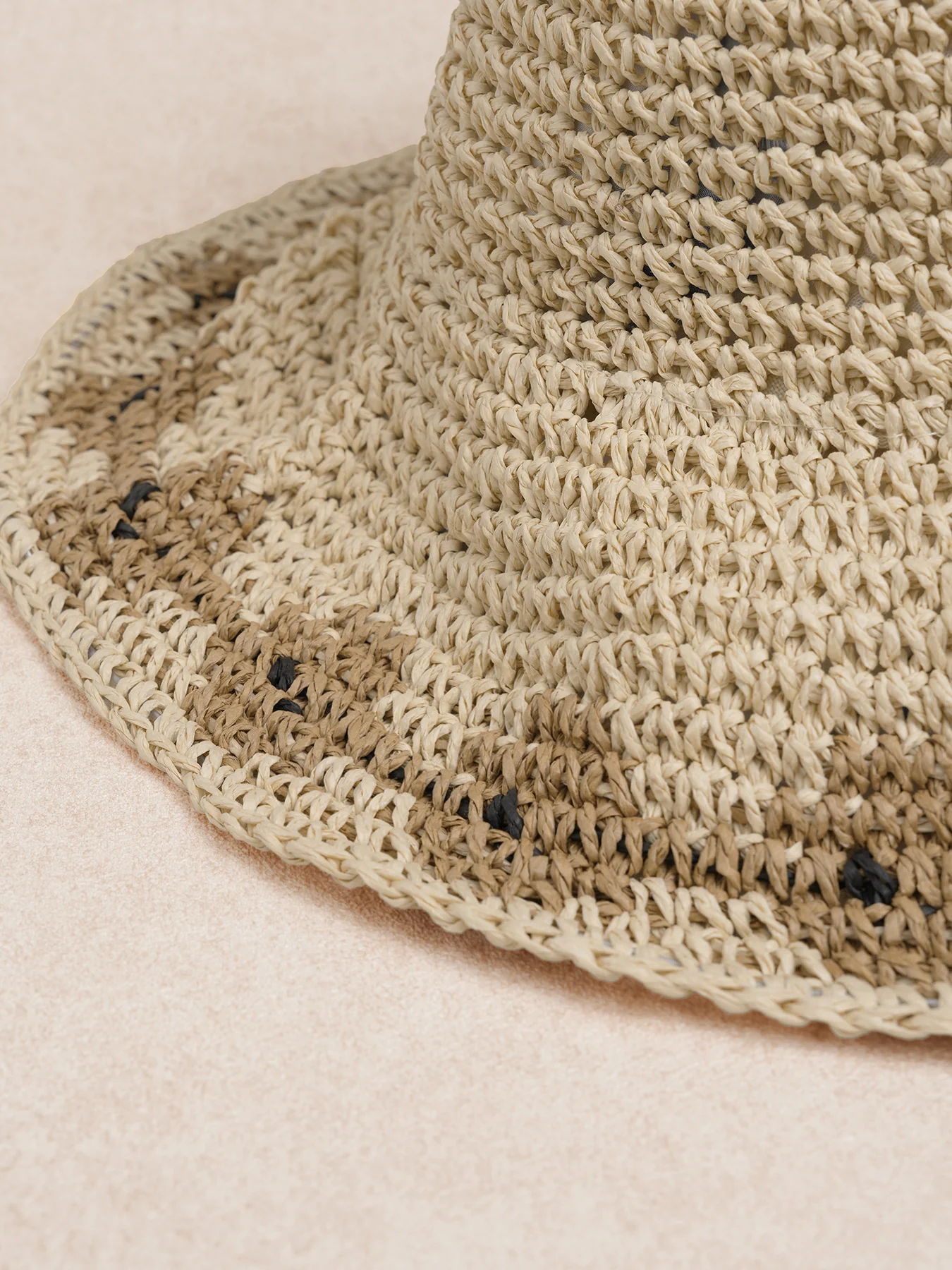 Khaki Woven Vintage Floral Straw Hat - Image 2