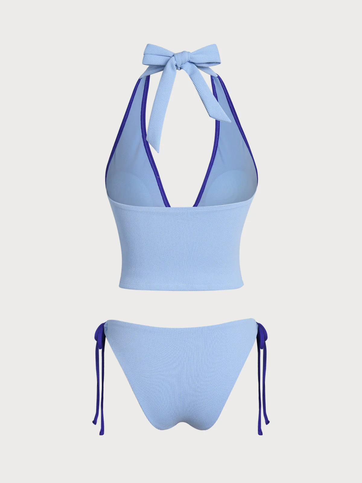 Light Blue Contrast Shell Tankini Set - Image 4