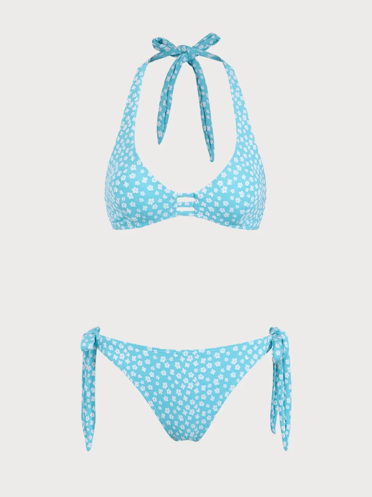 Light Blue Floral Contrast Bikini Set - Image 6