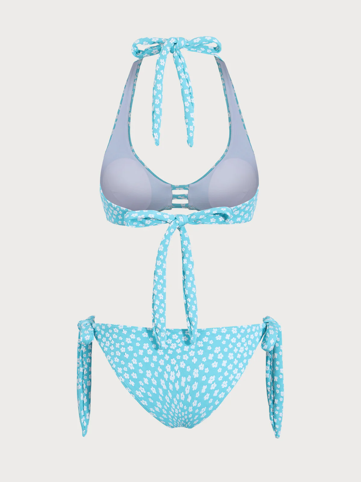 Light Blue Floral Contrast Bikini Set - Image 7