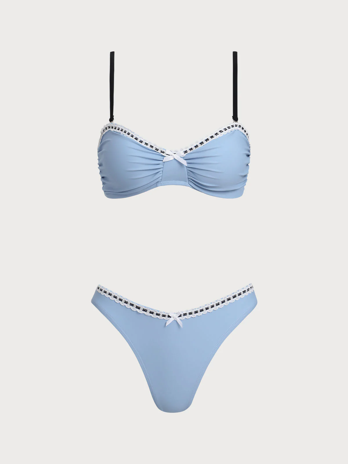 Light Blue Lace Contrast Color Lace Bikini Set - Image 6