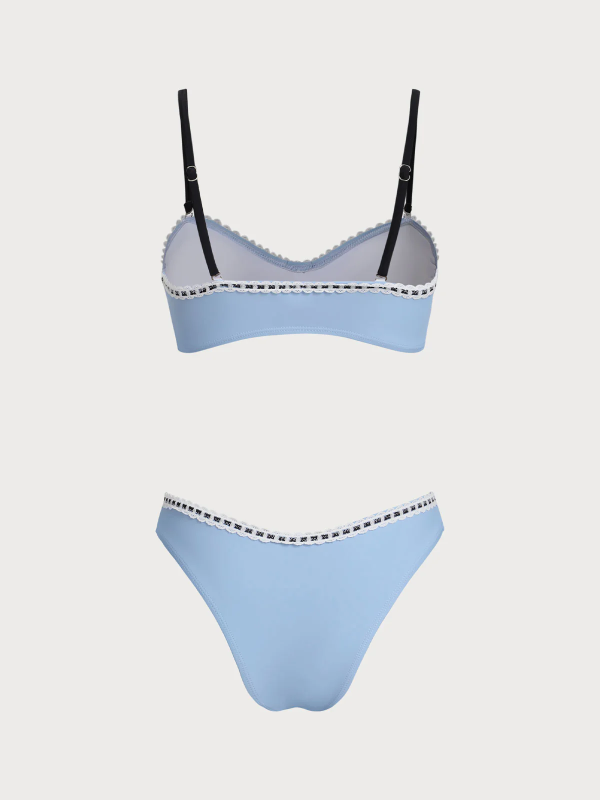 Light Blue Lace Contrast Color Lace Bikini Set - Image 7