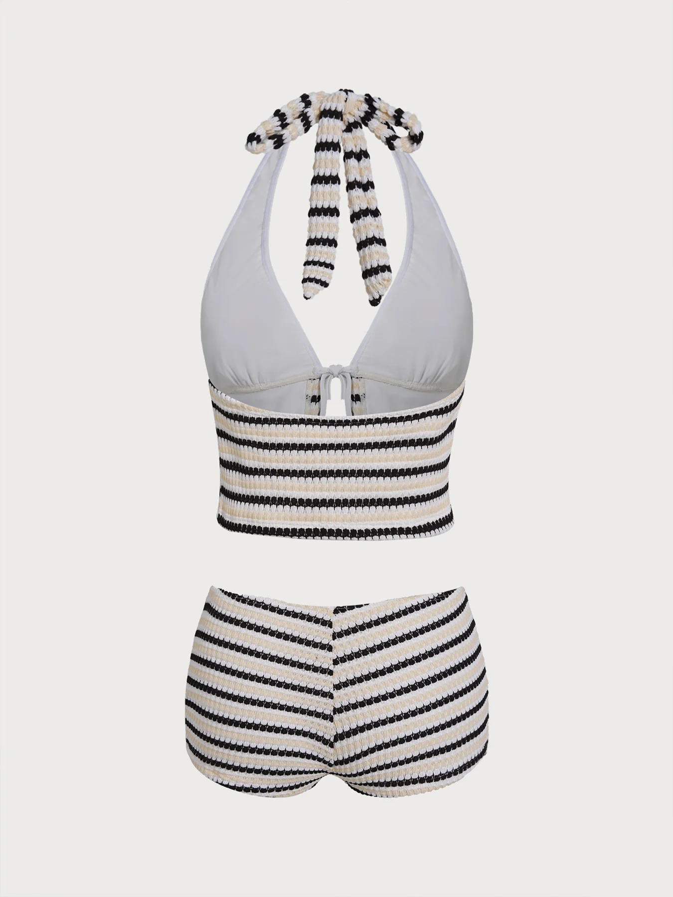 Multi Retro Striped Tie Front Tankini Set - Image 8