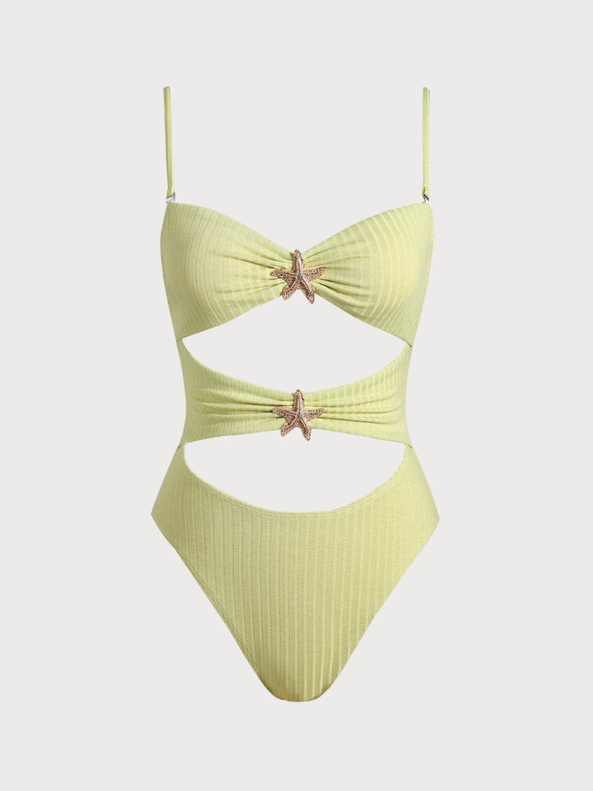 Mustard Yellow Glitter Star Embellished One-Piece Swimsuit - Image 6