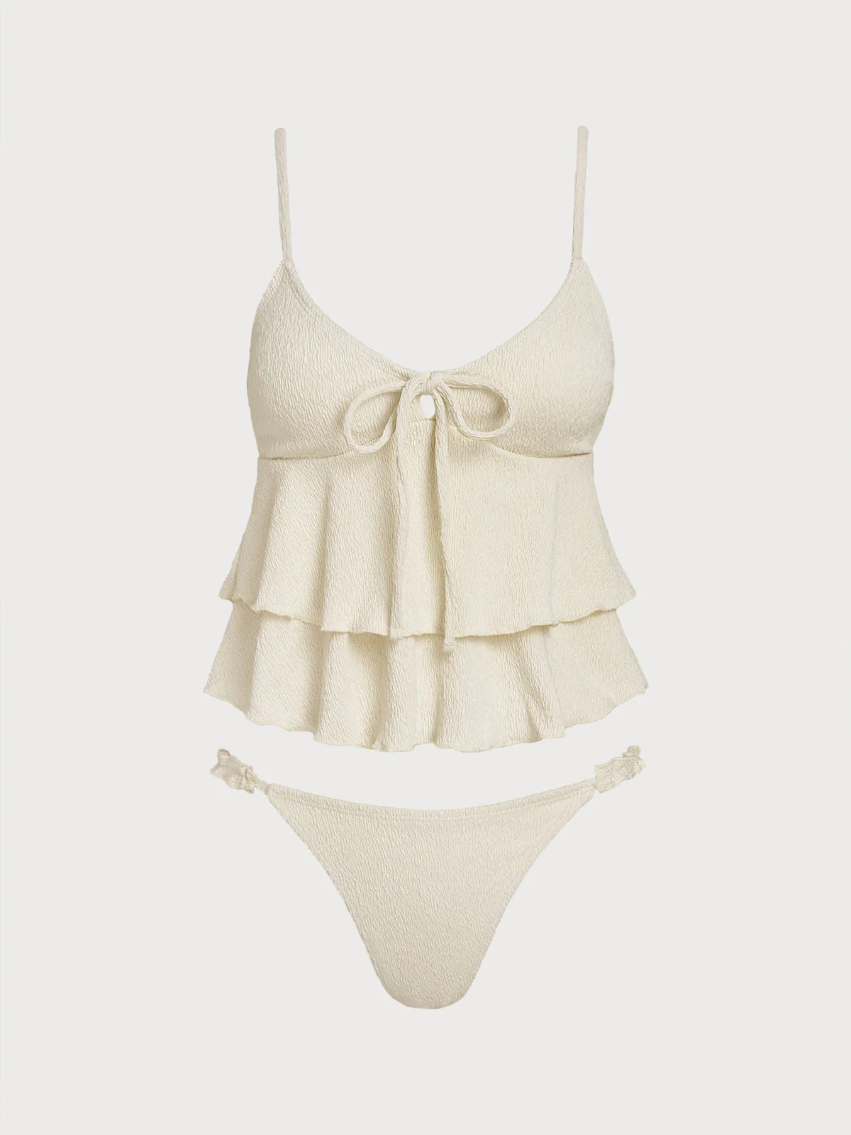 Off White Multi-Layer A-Line Tankini Set