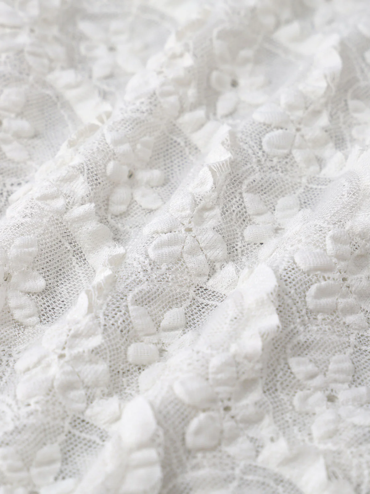 Off White Ruched Hollow Mesh Flower Tankini Set - Image 8