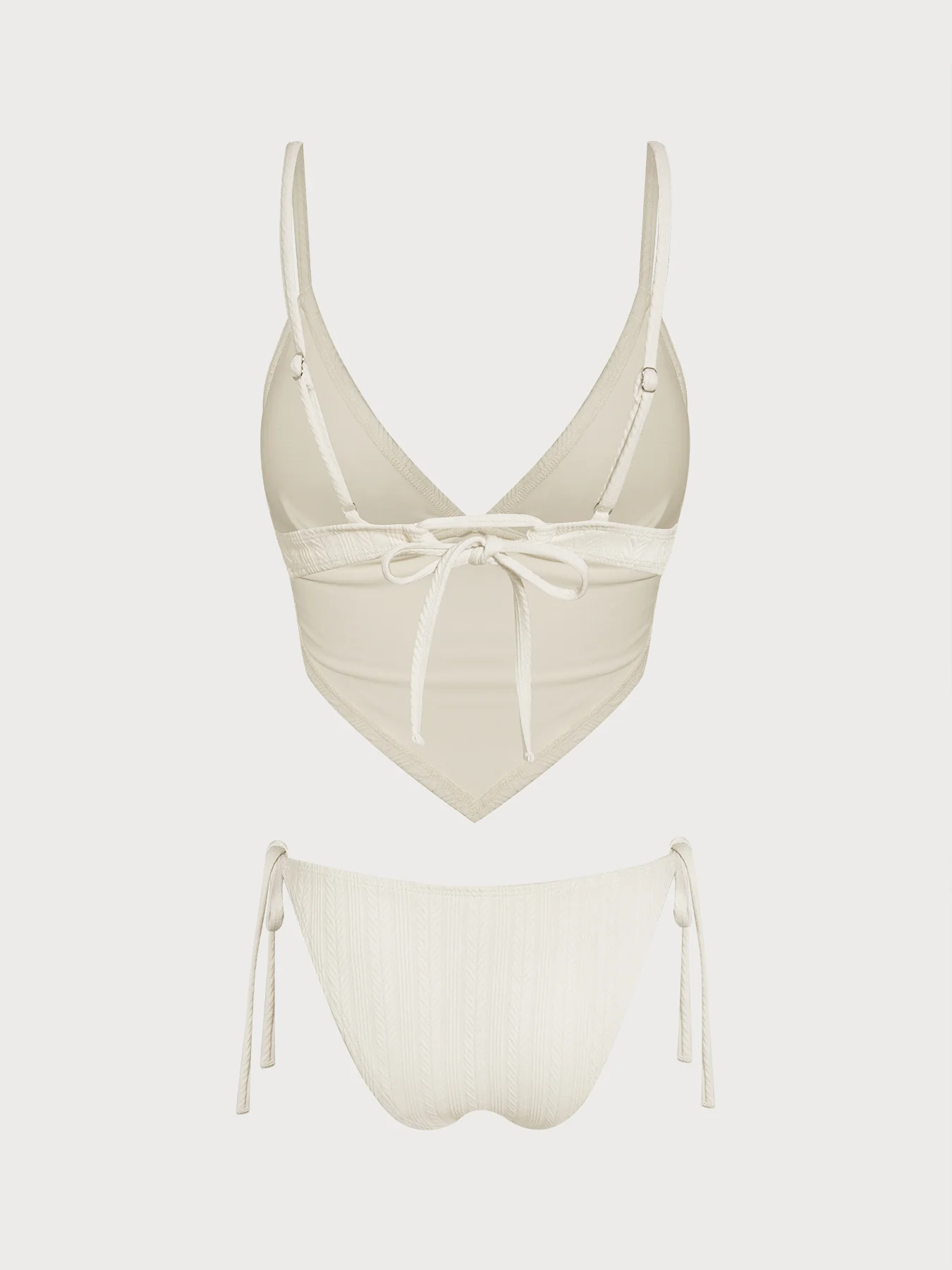 Off White Striped V-notch Tankini Set - Image 3