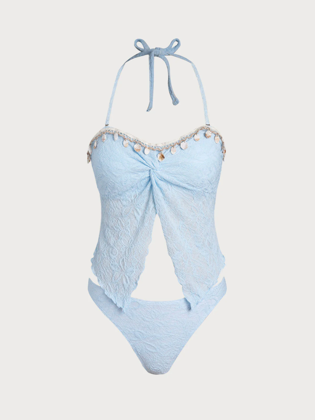 Off White Twisted Shell Trim Tankini Set - Image 15