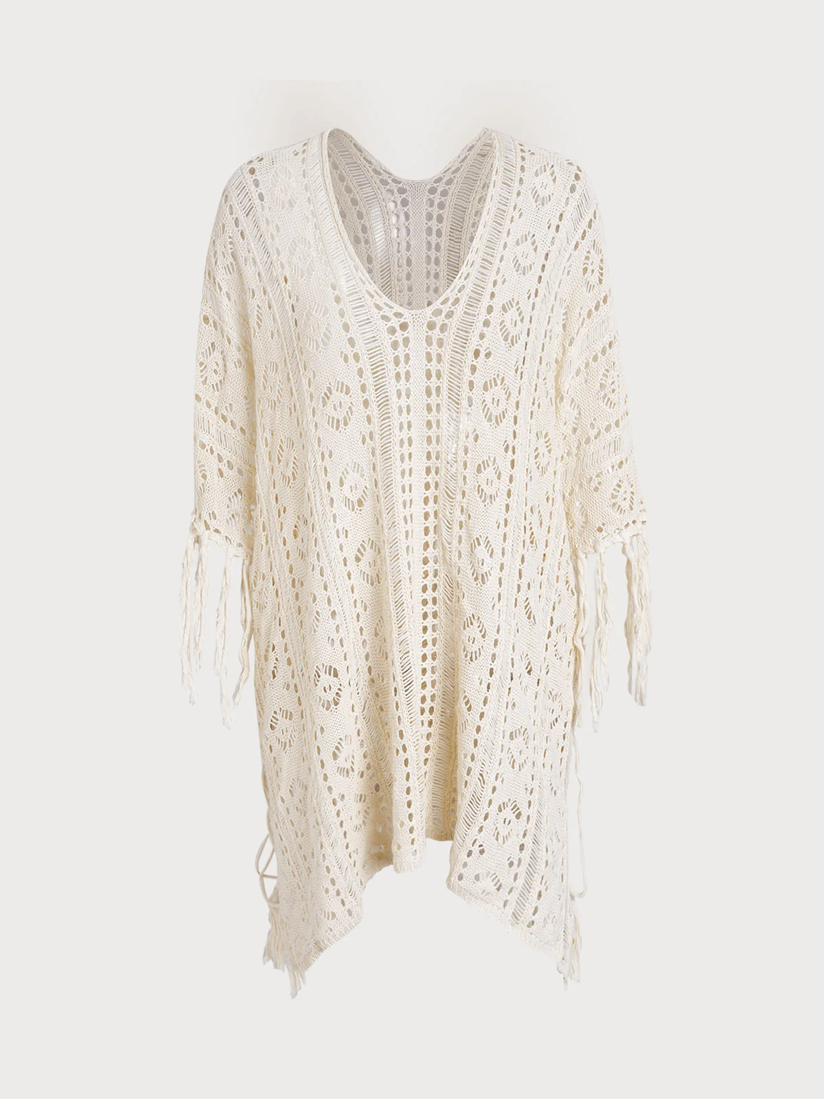 Off White V-Neck Cutout Cover-up