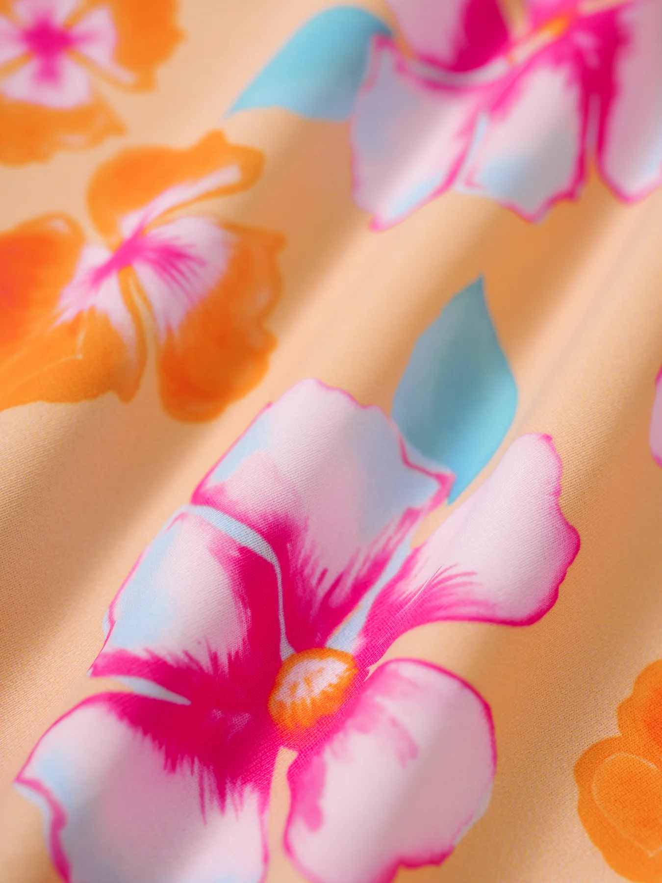 Orange Floral Contrast Tankini Three-Piece Set - Image 11