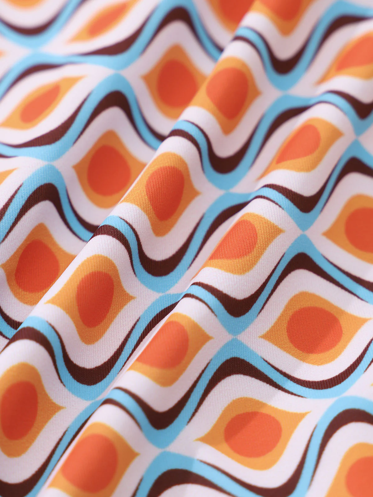 Orange Geometric Wave Print Bikini Set - Image 3