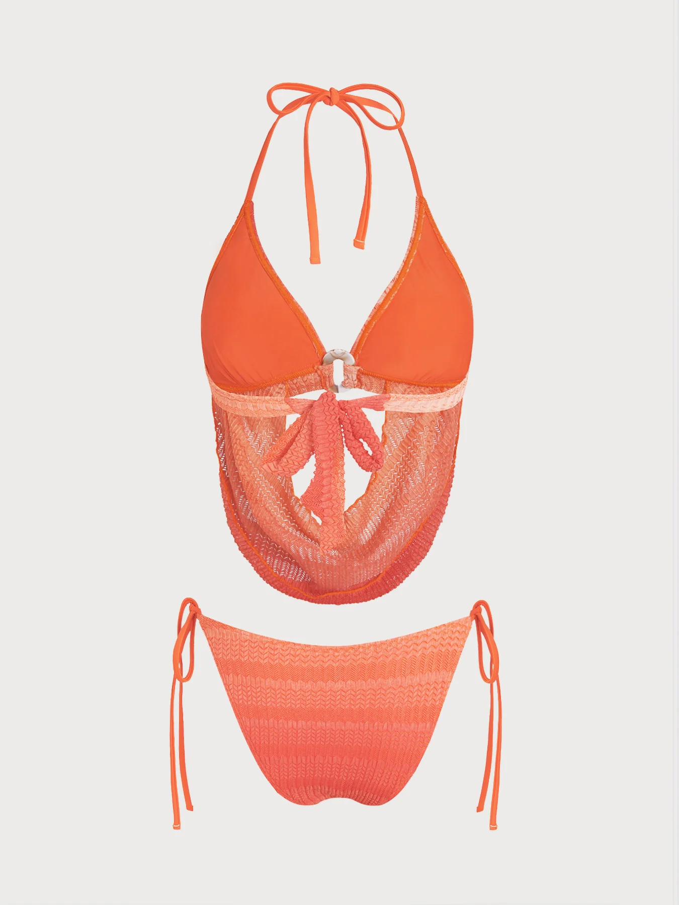 Orange O-Ring Gradient Striped Bikini Set - Image 3