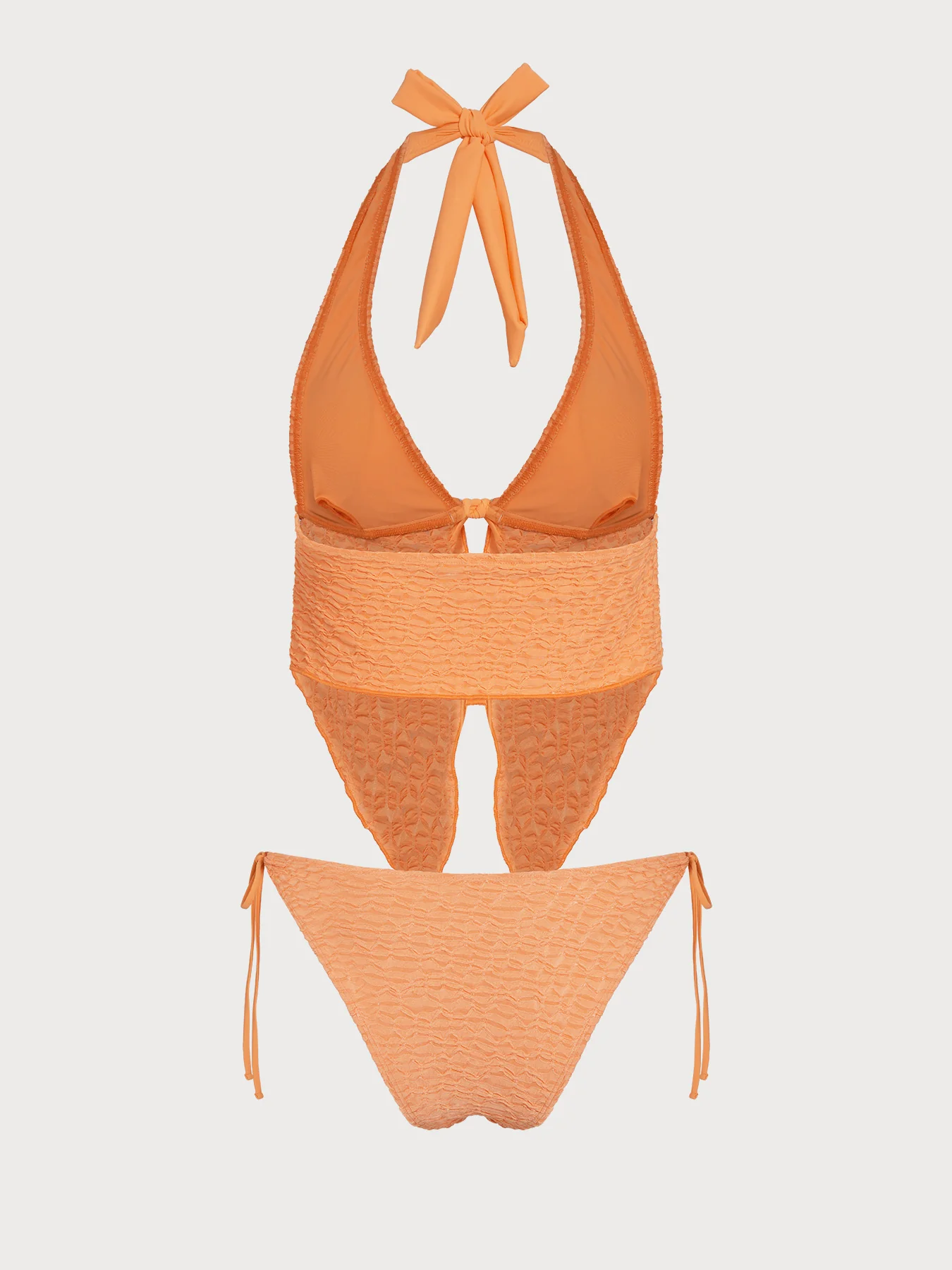 Orange Ruched Tie-Front Tankini Set - Image 7