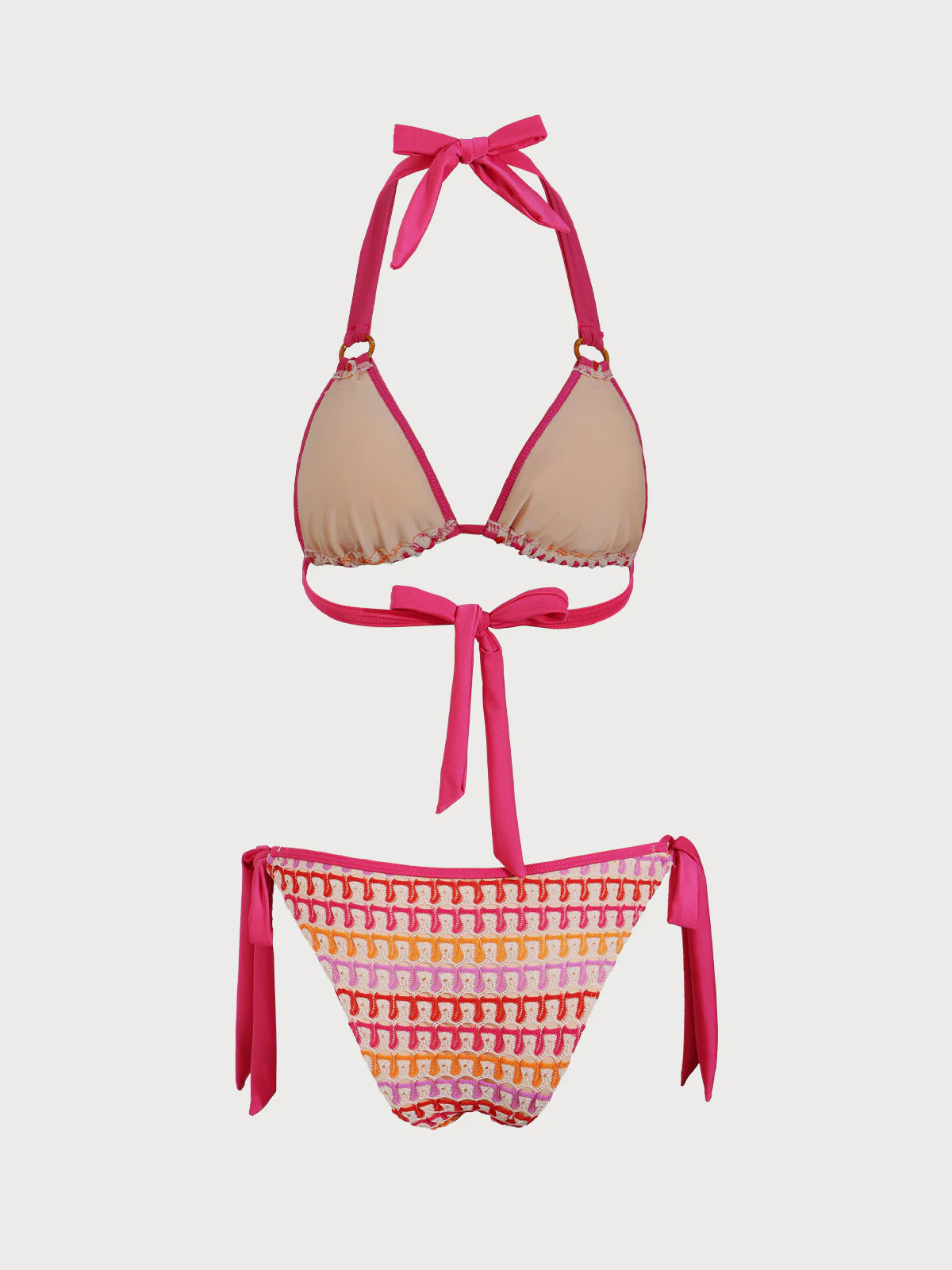 Orange Striped Drawstring Bikini Set - Image 8