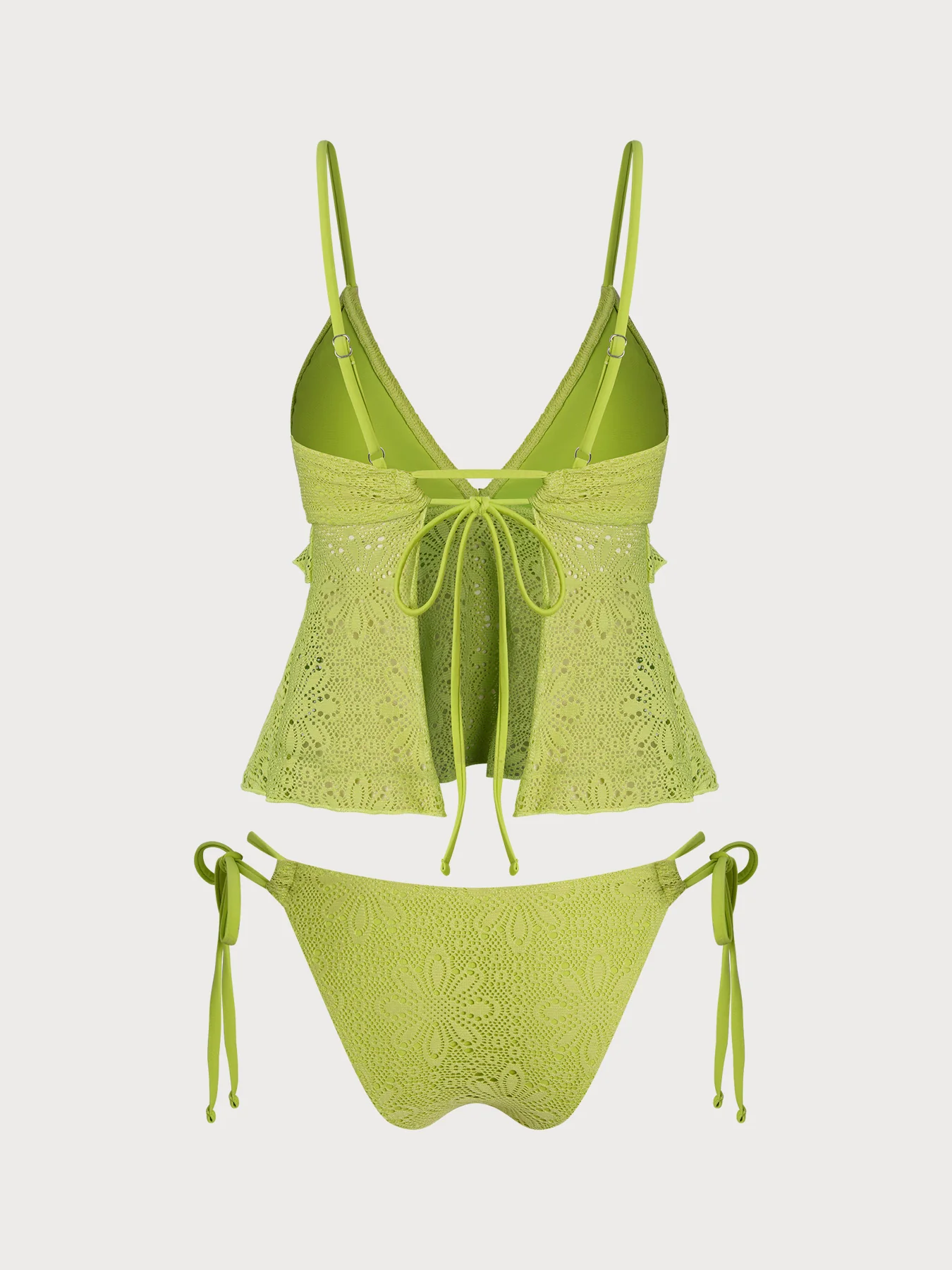 Orange V-Neck Ruffle Tankini Set - Image 13