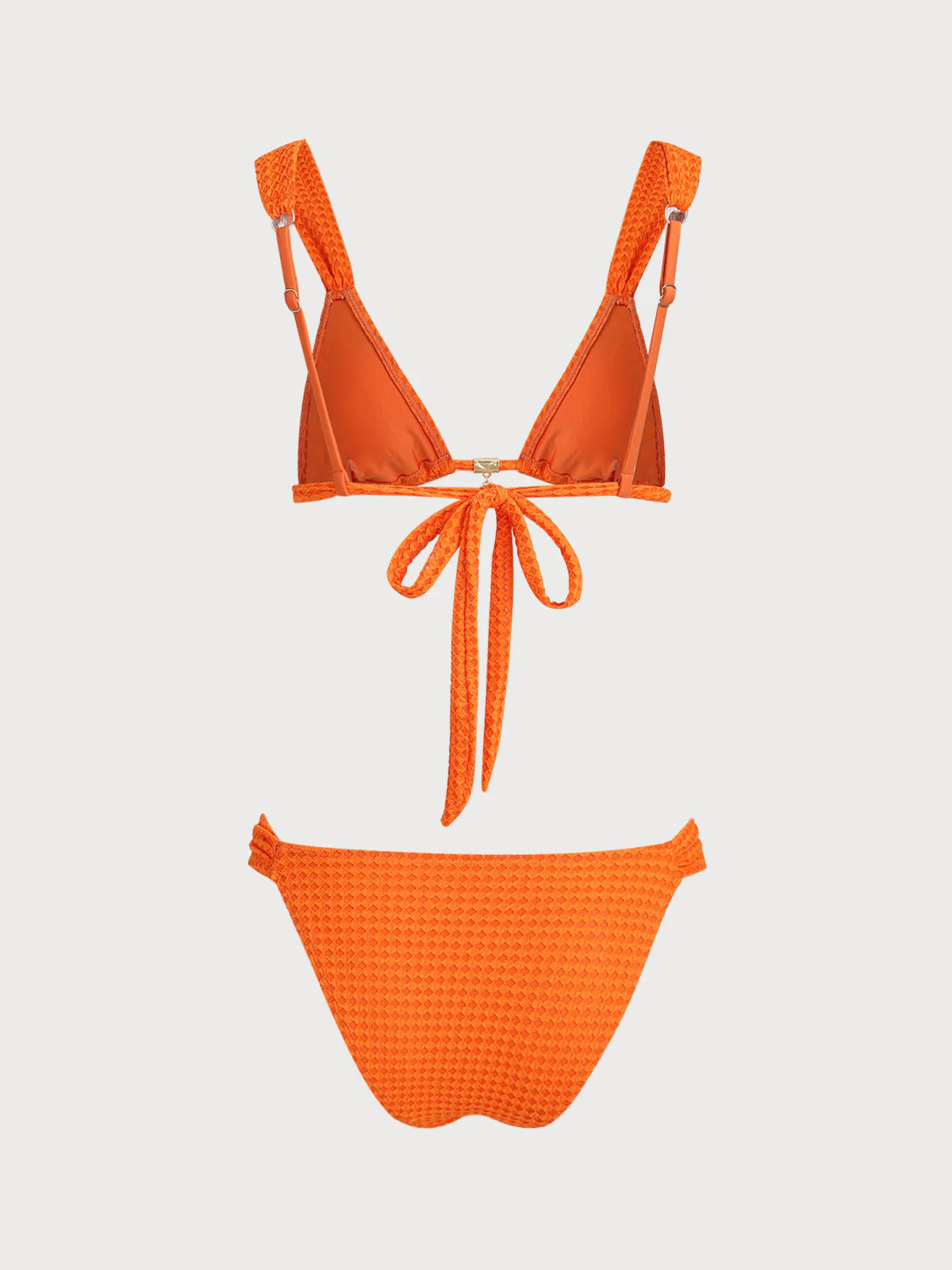 Orange Woven Ruched Bikini Set - Image 8