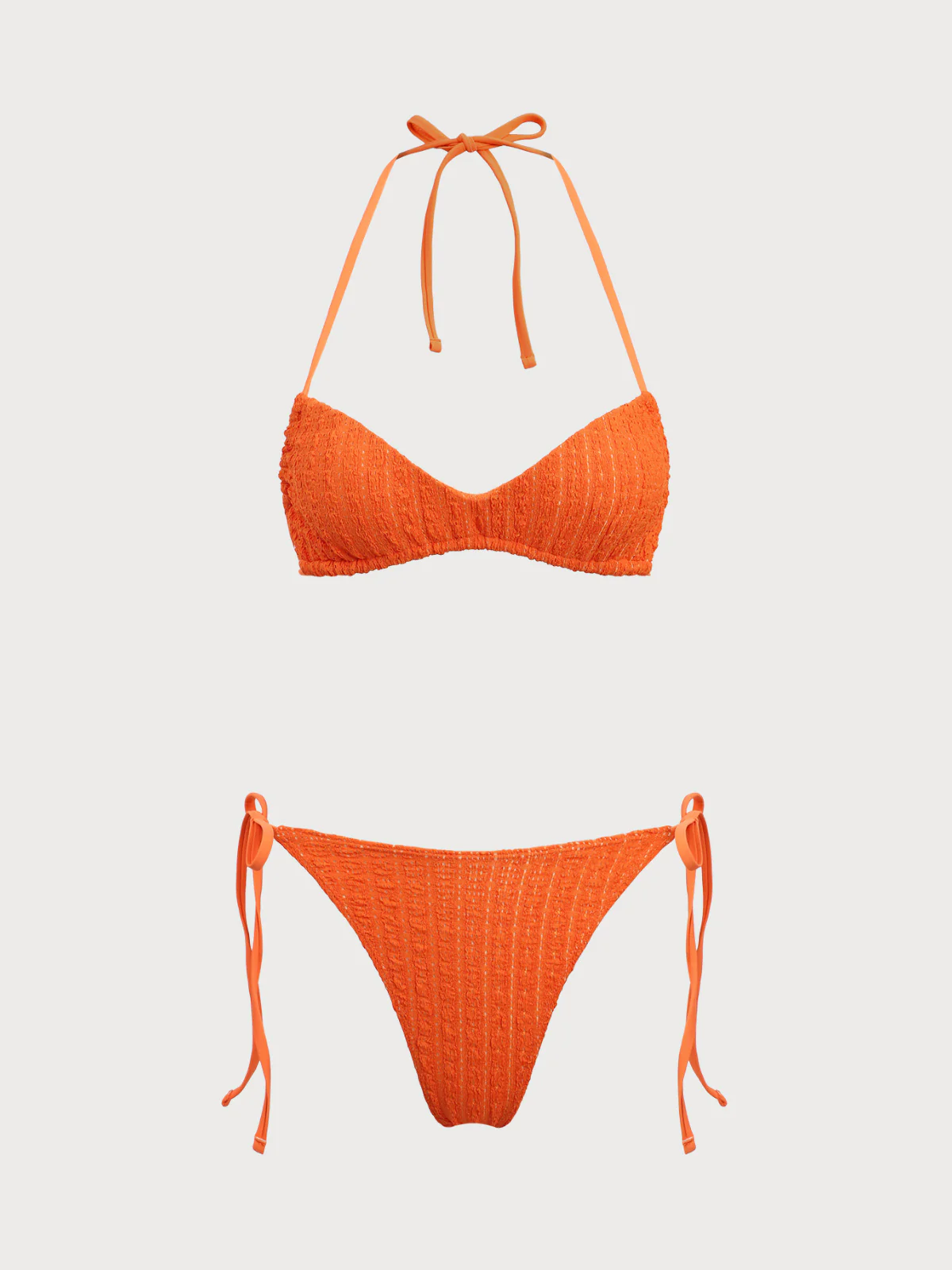 Orange Woven Textured Bikini Set - Image 6