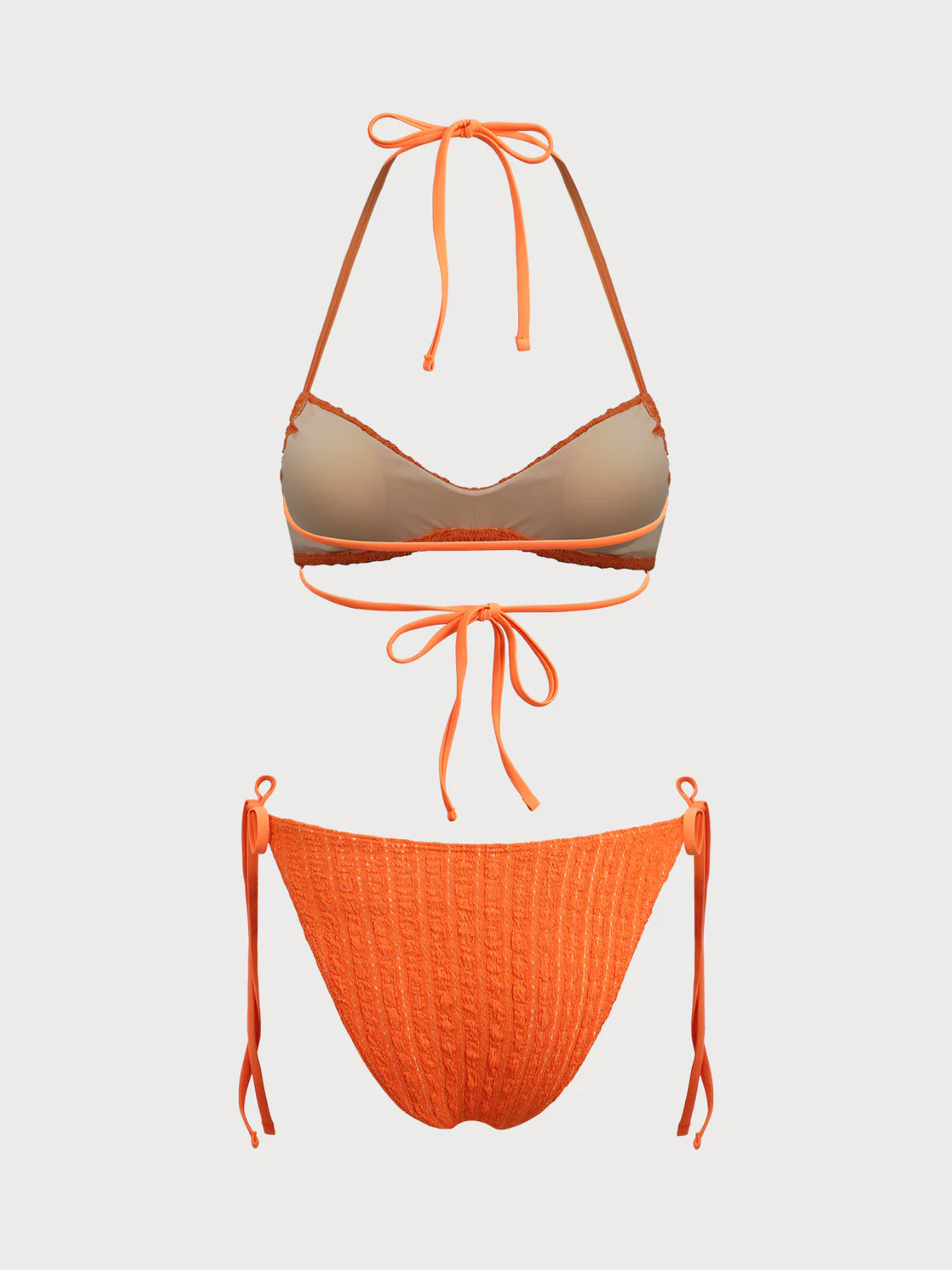 Orange Woven Textured Bikini Set - Image 7